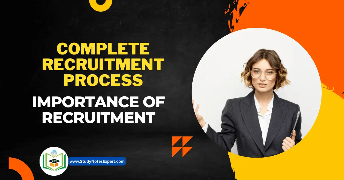 Recruitment Process: Recruitment Planning, Identifying Recruitment Sources, Contacting Sources, Application Pool, Selection Process, Evaluation and Control; Importance of Recruitment: Determines Present and Future Requirements, Increases Applicants Pool, Increases Success Rate of Selection, Meets Organization’s Obligations, Evaluates Effectiveness, Reduces Turnover