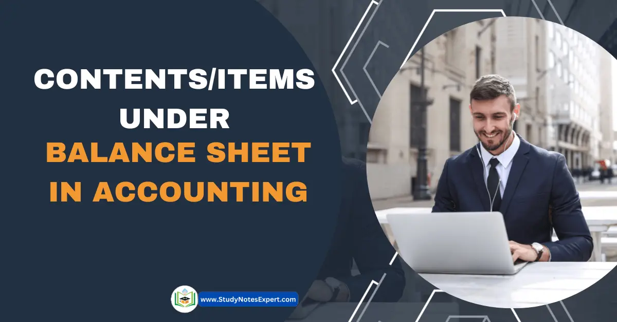 Contents/Items under Balance Sheet in Accounting